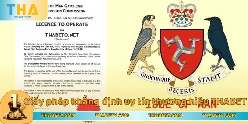 Giấy phép khẳng định uy tín thương hiệu THABET